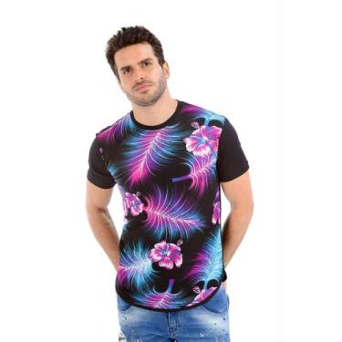Imagem de Kit 3 Camiseta T-Shirts Long Line Floral Moda Masculina - Imperios
