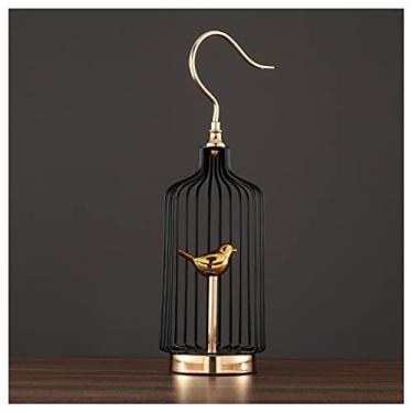 Imagem de KIZQYN Gaiolas de pássaro dourado decoração de sala de estar luz luxo criativo personalidade moderna estudo de casa, decoração de design de hotel gaiola de voo (tamanho: médio)