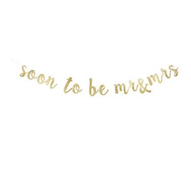 Imagem de Logo to Be Mr&Mrs Banner, Ensaio de Casamento Ouro Gliter Papel Placa Decorativa