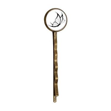 Imagem de Bobby Pin de cabelo simples vintage voando borboleta preta retrô metal