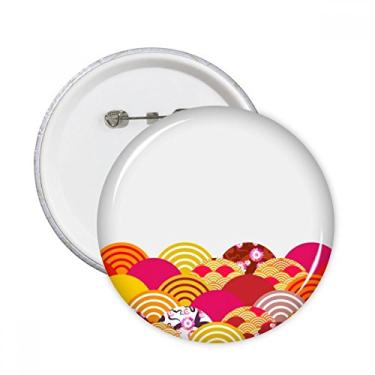 Imagem de Linha Sakura Padrão Geometria Pinos Redondos Emblema Botão Decoração Acessório 5 peças