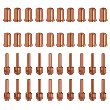 Imagem de KEMAO 20 pçs 220480 pontas de bocal de corte de plasma e 20 peças de eletrodo de corte a plasma 220478 adequado para consumíveis de tocha de corte plasma PMX30