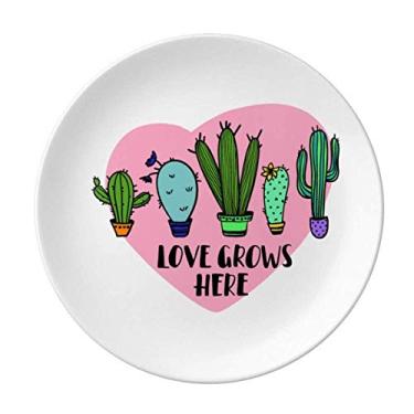 Imagem de Prato de cacto decorativo de porcelana Salver talheres de jantar Love Grows Here