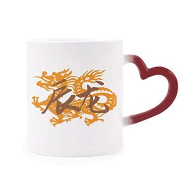 Imagem de Caneca sensível ao calor Ano Novo do Dragão Animal China Zodíaco Mudança de cor vermelha Copo de grés