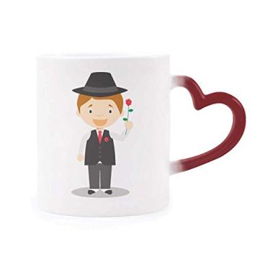 Imagem de Black Suit Argentina Caneca sensível ao calor desenho vermelho muda de cor
