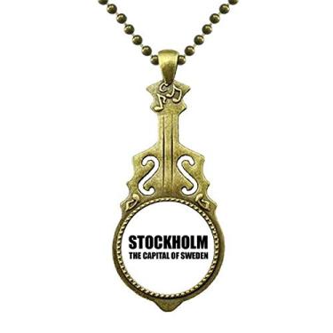 Imagem de DIYthinker Colar de Estocolmo A Capital da Suécia com pingente de música de guitarra antiga