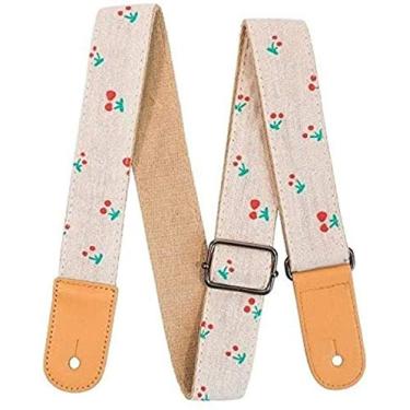 Imagem de Pretty Cherries on Beige Ukulele Uke Strap Small Kids 3/4 Guitar Strap Girl Uptodate