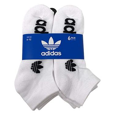 Imagem de adidas Meias masculinas Originals Trefoil pacote com 6 pares de meias de cano baixo (ta...