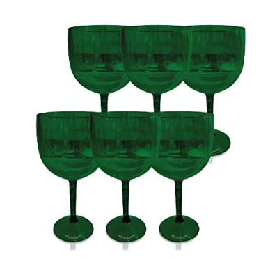 Imagem de Conjunto de 8 Taças Acrílicas para Vinho, Água e Gin 550ml KrystalON Verde