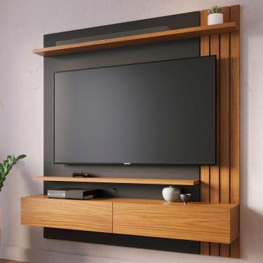 Imagem de Estante Para Tv Até 65 Polegadas Juriti 2 Portas 2 Prateleiras Noce Milano/preto Fosco - Colibri