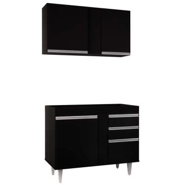 Imagem de Kit Armário Aéreo e Balcão de Cozinha Lavanderia Aurora sem Tampo 100 cm - D`Rossi