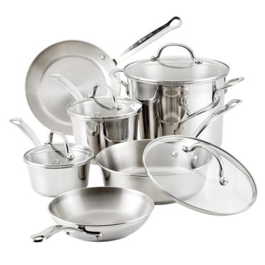 Imagem de Conjunto de panelas e panelas de aço inoxidável 75653 Millennium, 10 peças da Farberware, Aço Inoxidável, Stainless Steel, 10 Piece, 1