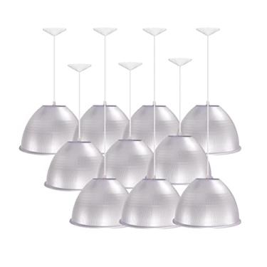 Imagem de Kit 10 Luminárias Prismatica Galpão Pavilhão Industrial 12 Polegadas 30 Cm Cristal
