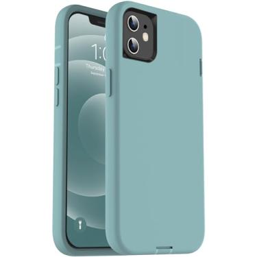 Imagem de ORIbox Capa para iPhone 12 para iPhone 12 Pro, verde, [proteção contra quedas de grau militar de 3,5 m], capa antiqueda de silicone líquido resistente à prova de choque para iPhone 12/12 Pro, 6,1