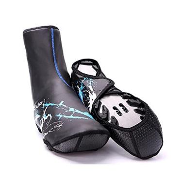 Imagem de Capas térmicas para sapatos de ciclismo à prova de vento e à prova de chuva, aquecedores espessos, galochas para equitação profissional, corrida de estrada, MTB, equipamento de ciclismo, azul, GG (45