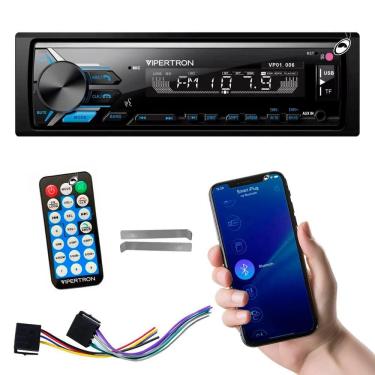 Imagem de Radio MP3 1 Din Vipertron com Bluetooth e Comando Voz 4 Canais 45W Rms