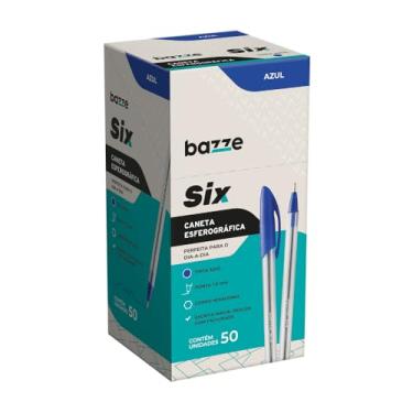 Imagem de Caneta Esferografica Bazze SIX Azul caixa 50 Unidades
