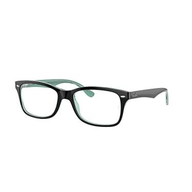 Imagem de Ray-Ban Rx5228 Armação quadrada de óculos de grau, Preto na lente verde transparente/demonstração, 50 mm