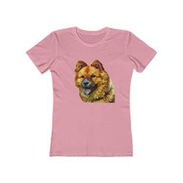 Imagem de Camiseta feminina de algodão torcido Chow 'Chung' da Doggylips, Rosa claro sólido, G