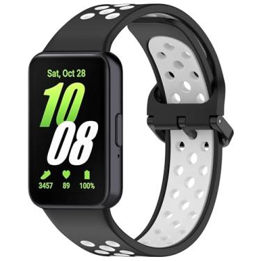 Imagem de Pulseira esportiva de silicone de substituição adequada para Samsung Galaxy Fit 3, respirável, dois tons, porosa, para Galaxy Fit 3 2024 SM-R390, mulheres e homens