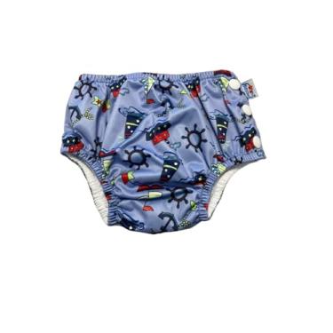 Imagem de Fralda Sunga para Bebê Piscina Reutilizável Impermeável - Sunga Calcinha Biquini Natação Infantil Ecológica (Marinha, Grande)