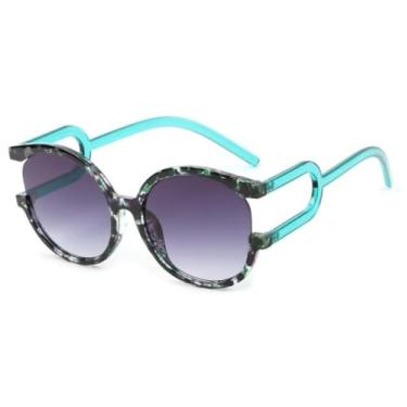 Imagem de Moda redonda óculos de sol feminino pc gradientes lente leopardo quadro luxo tendência óculos uv400, c2, um tamanho