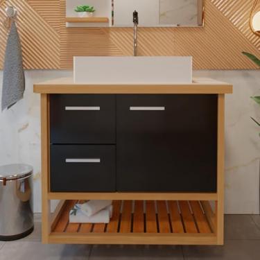 Imagem de Gabinete Toucador Para Banheiro Pretty 69,5cm Com Cuba Branco/Preto