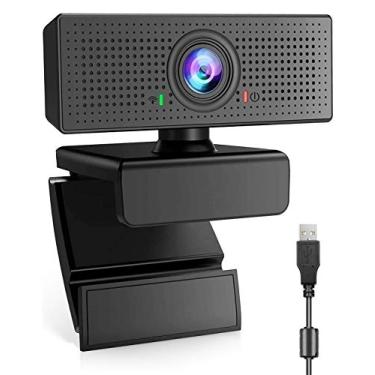 Imagem de Webcam com microfone HD 1080p Web Cam Mic para laptop, PC, Mac, câmera de computador, USB, desktop, streaming de vídeo, cancelamento de ruído, jogos, Skype, Facetime, YouTube, Zoom Network, compatível