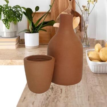 Imagem de Jarra De Barro Artezanal Com Copos Para Mesa Agua Fresca - RS Vale