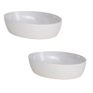 Imagem de Kit 2 Travessa Oval Com Friso LE CHEF 33,5X23,5X6Cm Branca - Paramount