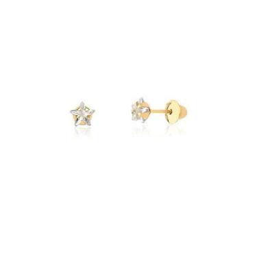 Imagem de Brinco Estrelinha em Ouro 18K 4 mm - Safira, Único