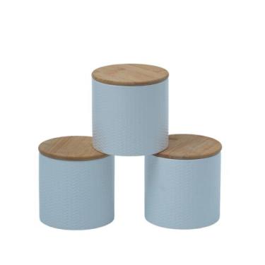 Imagem de Kit 3 potes dolomita com tampa de bambu zig zag 900ml - Oikos, U, BRAN