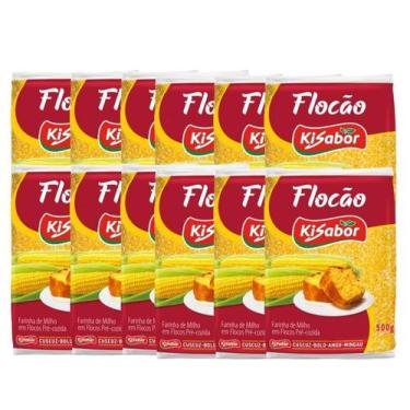 Imagem de Farinha De Milho Flocão Kisabor 500g Atacado Fardo Com 12 Un