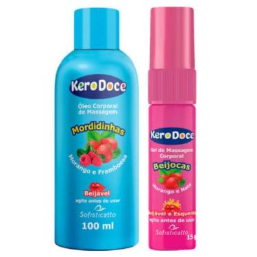 Imagem de Óleo de massagem íntima e Gel beijável de Morango Kero Doce - Sofistic