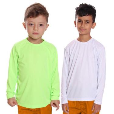 Imagem de Kit 2 Camisetas Infantil Menino Proteção UV Térmica Solar Manga Longa 