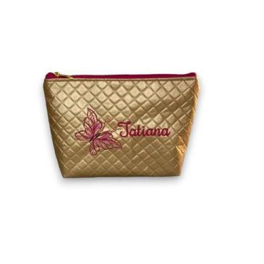 Imagem de Nécessaire Personalizada com Nome - DaniBordados, Dourado com borbolet