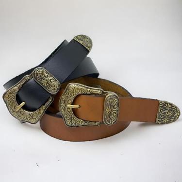 Imagem de Kit Com 02 Cintos Couro Soleta Country Rodeio Preto Caramelo - Rijeero