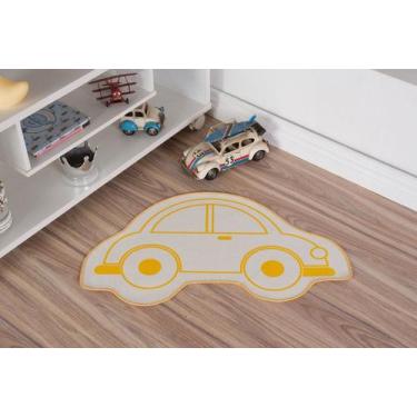 Imagem de Tapete Infantil Natural Formato de Carro Amarelo 48X79CM - FASTLAR