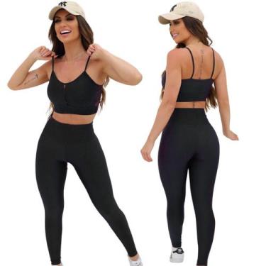 Imagem de Conjunto Fitness Calça Basica Compressão Cores em Poliamida - Leve Bea