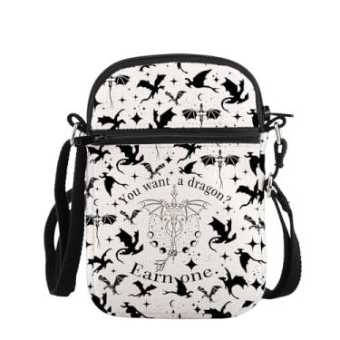 Imagem de PLITI Fourth Wing Merchandise Dragon Rider Gift Fourth Wing Book Lover Gift You Want a Dragon Earn One Dragon Crossbody Bag, Ganhe Dragon Zcbag