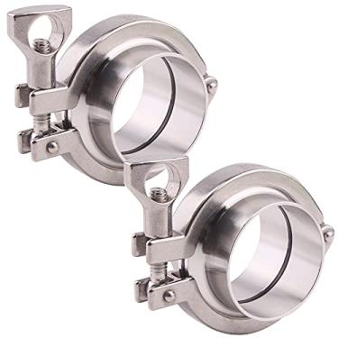 Imagem de DERNORD Pacote com 2 braçadeiras triplas de aço inoxidável (braçadeira Tri-trever) + 2 peças SUS304 virola de solda de tubo sanitário + junta FKM (5 cm)