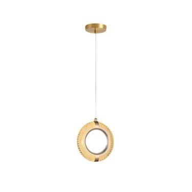Imagem de Lustre Pendente Argola Dourada LED 7W 17cm 3000K Bivolt J8898 - CBC