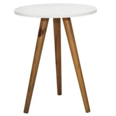 Imagem de Mesinha Redonda De Canto Lateral Retro Pe Palito Enfeite Casa - Kelan 