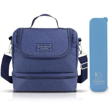 Imagem de Bolsa Térmica Marmita Lancheira Necessaire 2 Divisórias Compartimentos