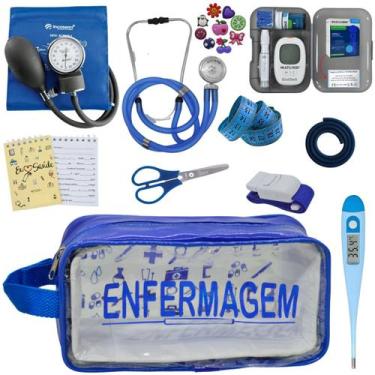 Imagem de Kit de Enfermagem Aparelho de Pressao Estetoscopio Necessaire Transpar