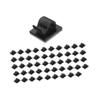 Imagem de AsrMyjcx 50 peças Mini clipes de cabo montagens de conduíte de fio fácil de usar acessórios resistentes cabos gerenciamento suportes de cabo para cozinha, Preto