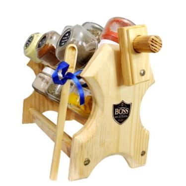 Imagem de Porta temperos e Condimentos manivela e 12 potes e colher Dosadora  - 