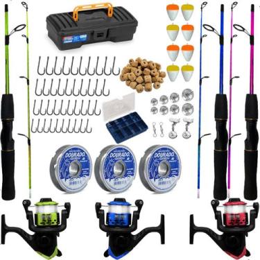 Imagem de Kit Pesca Completo 3 Varas 1,35m 6kg Com Molinete Maleta - Summer
