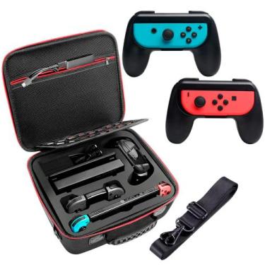 Imagem de Case Bolsa Estojo Compatível Com Nintendo Switch Oled + Grip Controlle