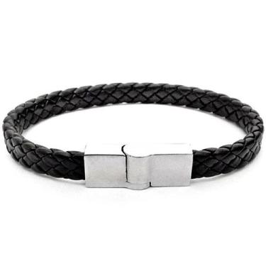 Imagem de Bracelete De Couro Pulseira Feminina Preta - Gafeno Acessórios, GG